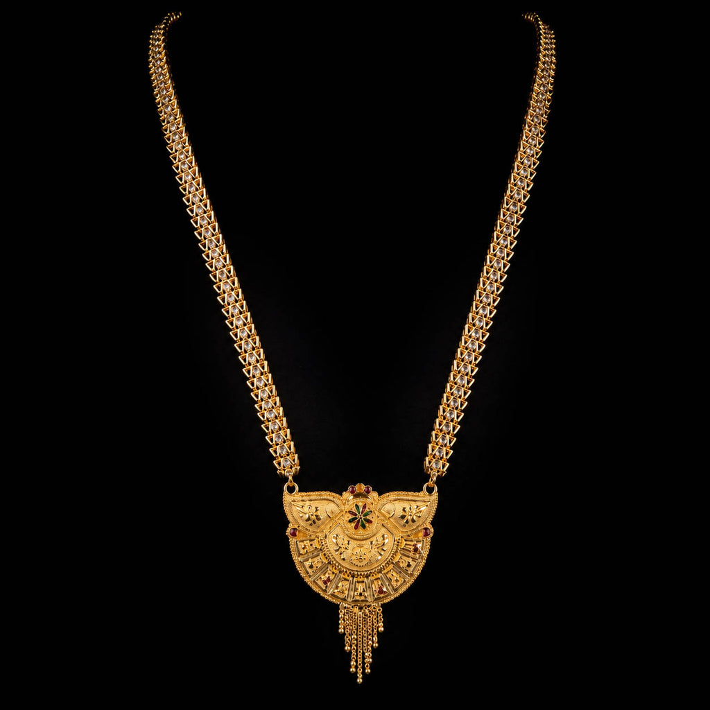 Designer Long Mangalsutra with Antique Pendant 1 Gram Gold Plated