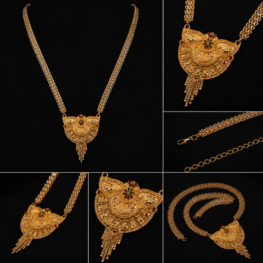 Designer Long Mangalsutra with Antique Pendant 1 Gram Gold Plated