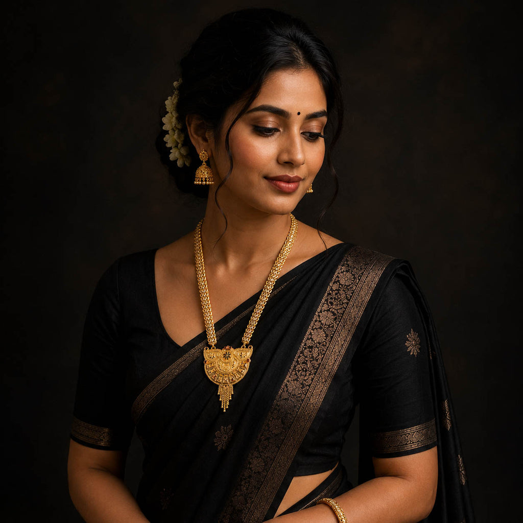 Designer Long Mangalsutra with Antique Pendant 1 Gram Gold Plated