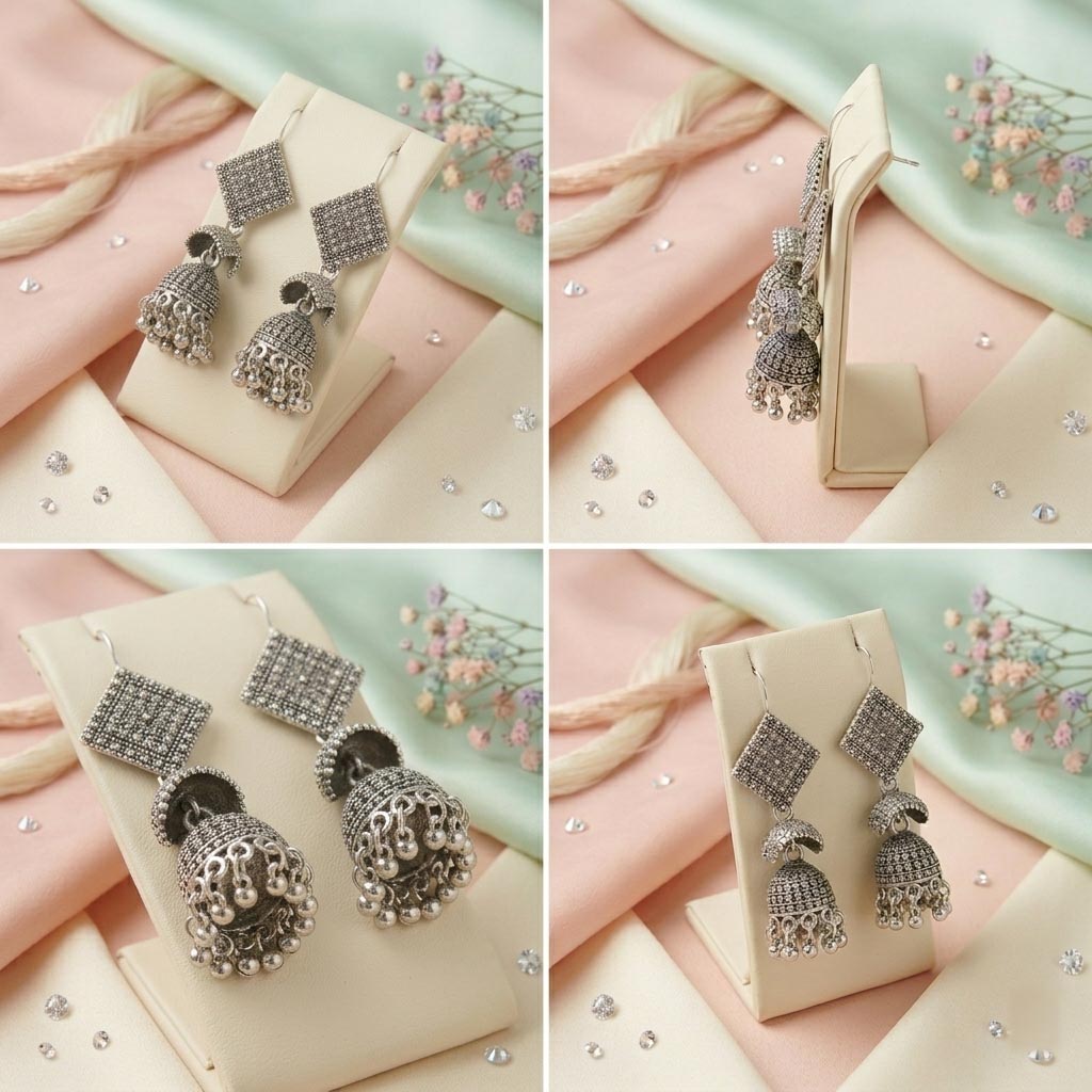 Diamond-Shape Jhumka Earrings