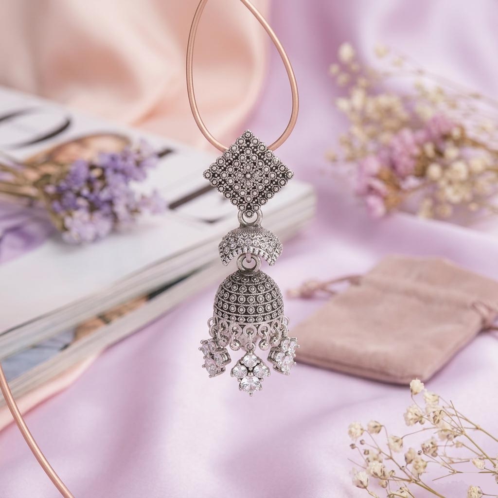 Diamond-Shape Jhumka Earrings