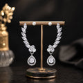 Luxury American Diamond Ear Cuff Earrings with Pear Drop & Pearl Stud