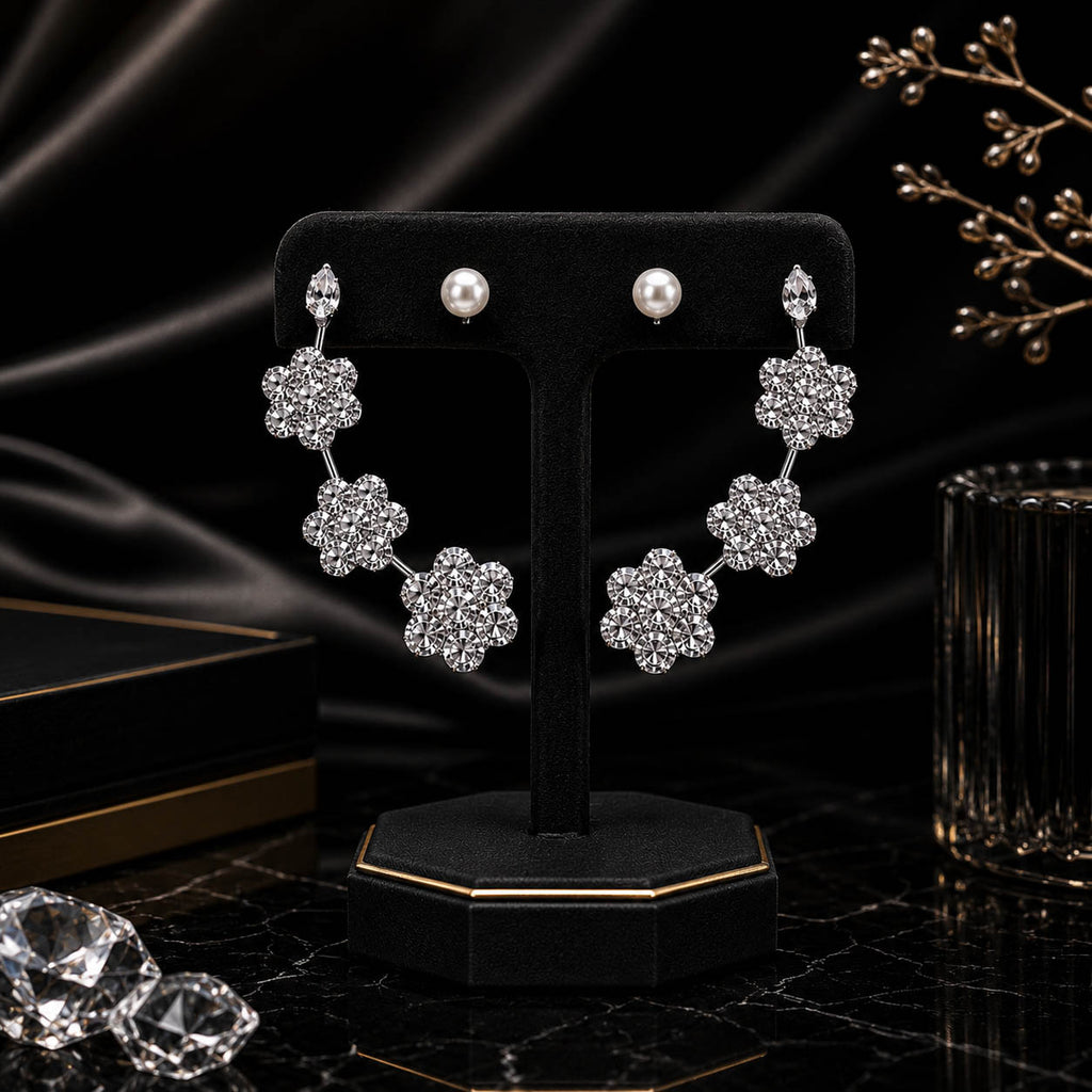 Luxury American Diamond Floral Crystal Ear Cuff