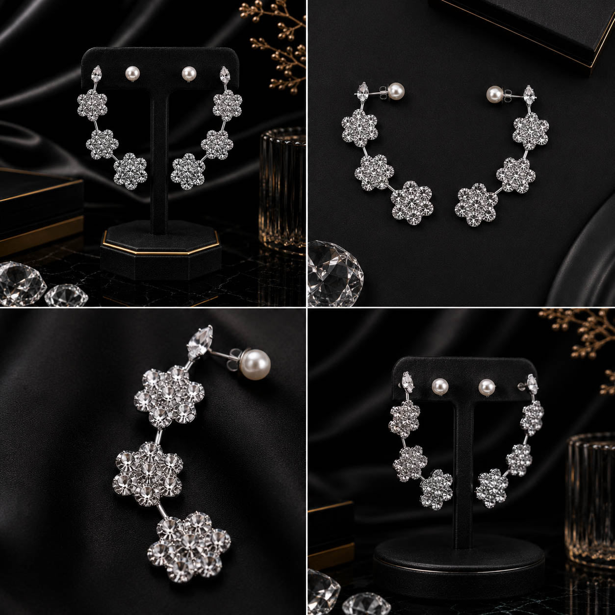 Luxury American Diamond Floral Crystal Ear Cuff