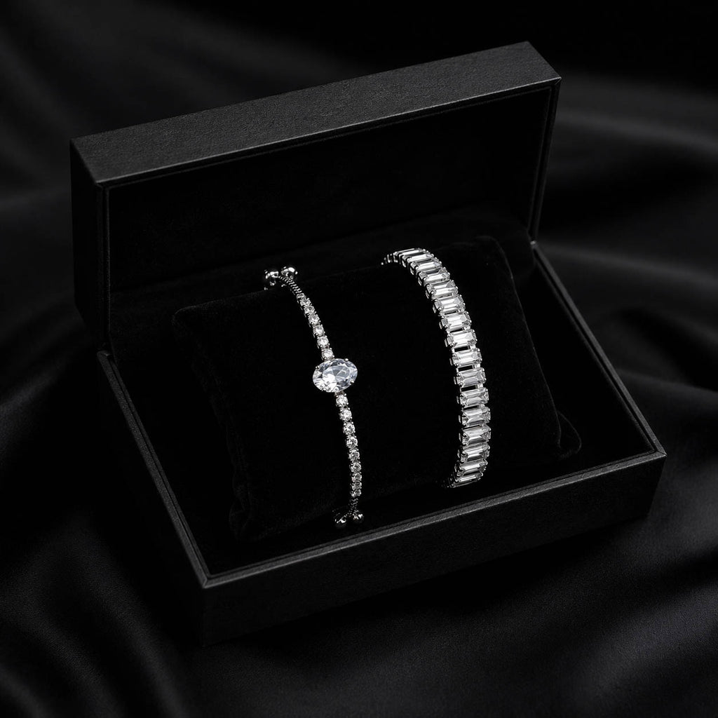 Luxury Crystal Adjustable Bracelet 2 Piece Combo