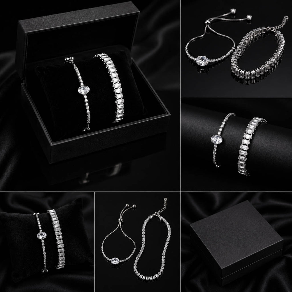 Luxury Crystal Adjustable Bracelet 2 Piece Combo