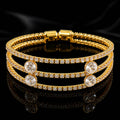 Luxury Gold-Plated Triple Layer Crystal Bracelet