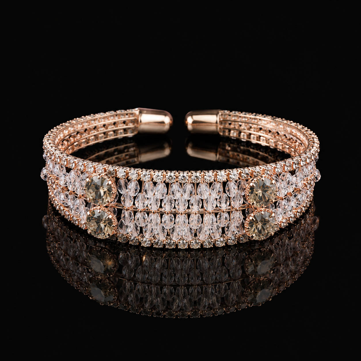 Luxury Rose Gold Plated Crystal Cuff Bracelet