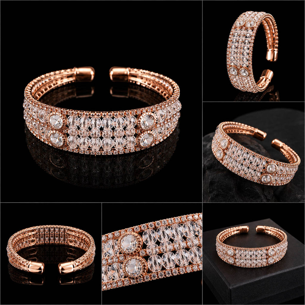 Luxury Rose Gold Plated Crystal Cuff Bracelet