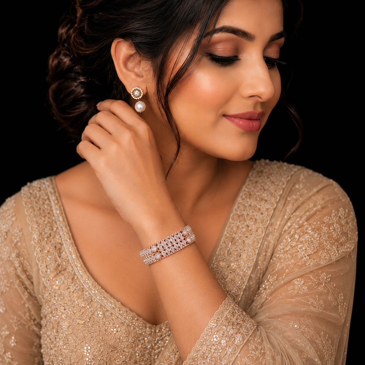 Luxury Rose Gold Plated Crystal Cuff Bracelet
