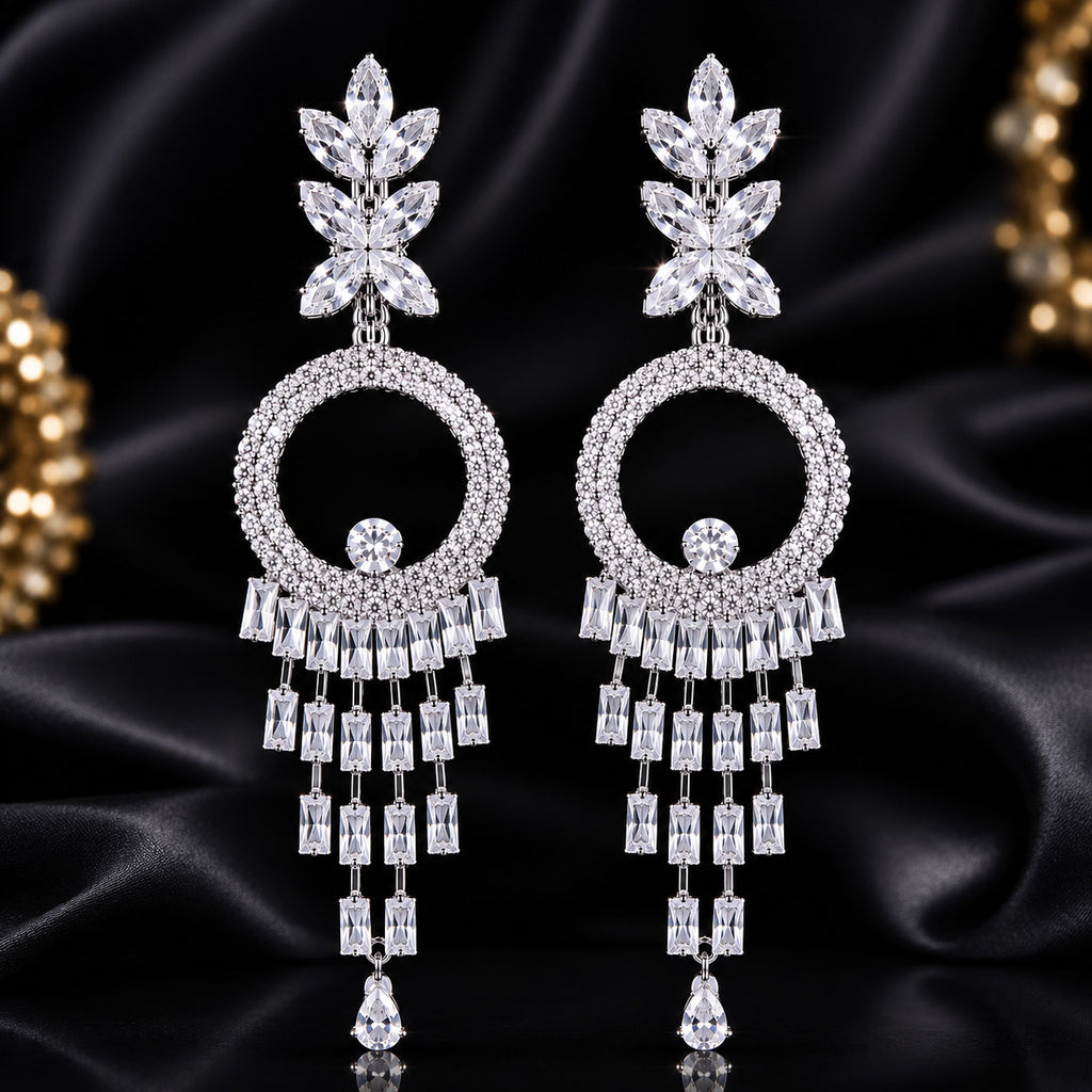 Luxury Silver American Diamond Chandelier Earrings for Women | Wedding Party Jewelry

Shop premium silver-plated American Diamond chandelier earrings with sparkling CZ stones. Perfect for weddings, parties, festive occasions, and bridal wear.

Silver Earrings, American Diamond Earrings, AD Earrings, CZ Earrings, Chandelier Earrings, Party Wear Earrings, Wedding Earrings, Bridal Earrings, Statement Earrings, Long Drop Earrings, Designer Earrings, Luxury Earrings, Women's Jewelry, Fashion Earrings
