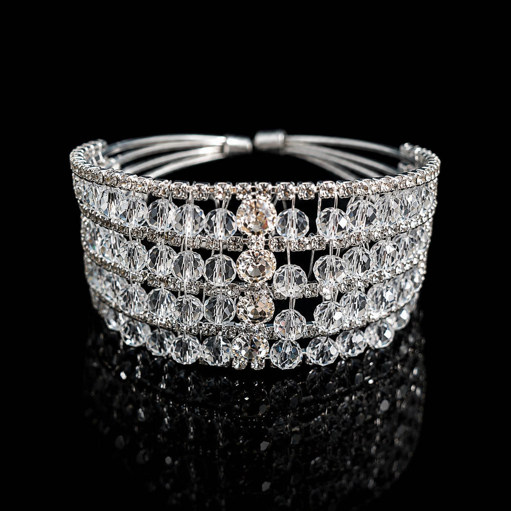 Premium Silver Crystal Cuff Bracelet