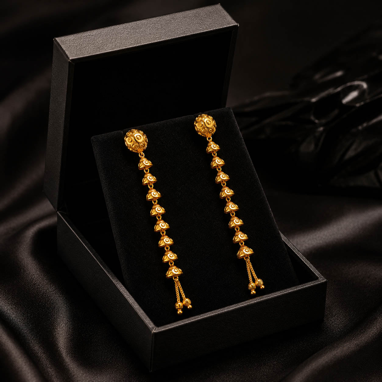 Sui Dhaga Pattern Long Dangler Earrings 1 Gram Gold Plated