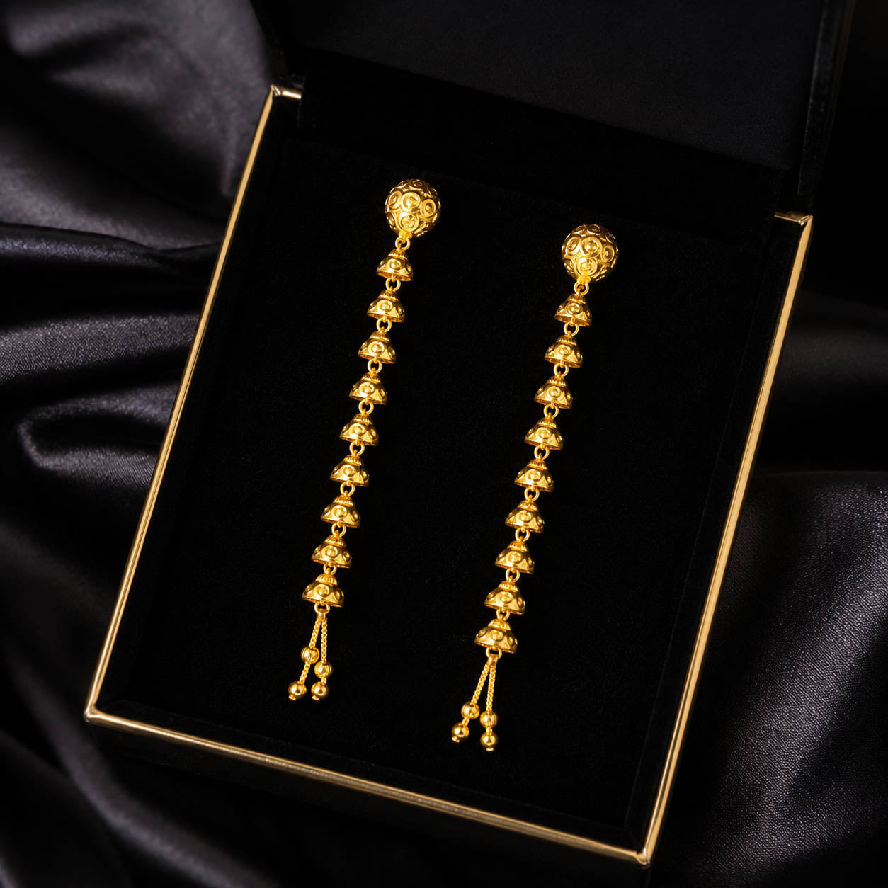 Sui Dhaga Pattern Long Dangler Earrings 1 Gram Gold Plated