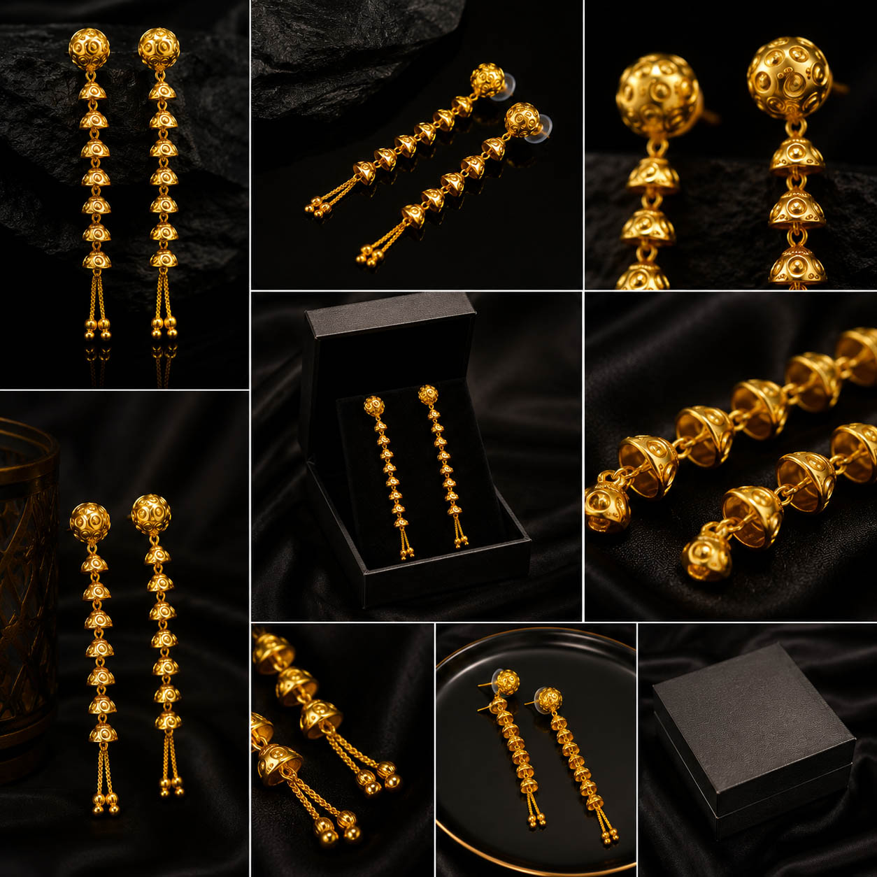 Sui Dhaga Pattern Long Dangler Earrings 1 Gram Gold Plated