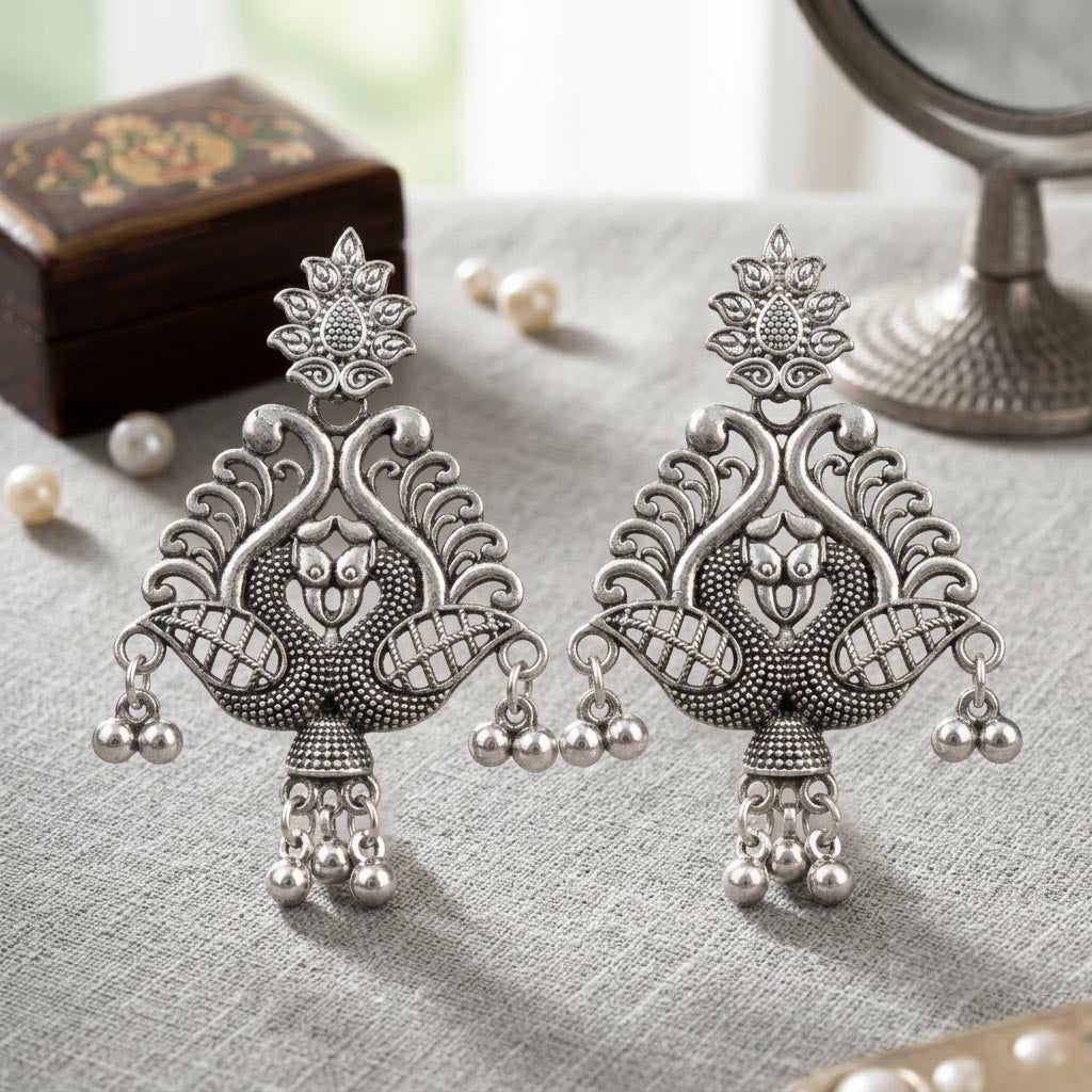 Traditional Peacock Dangle Earrings
