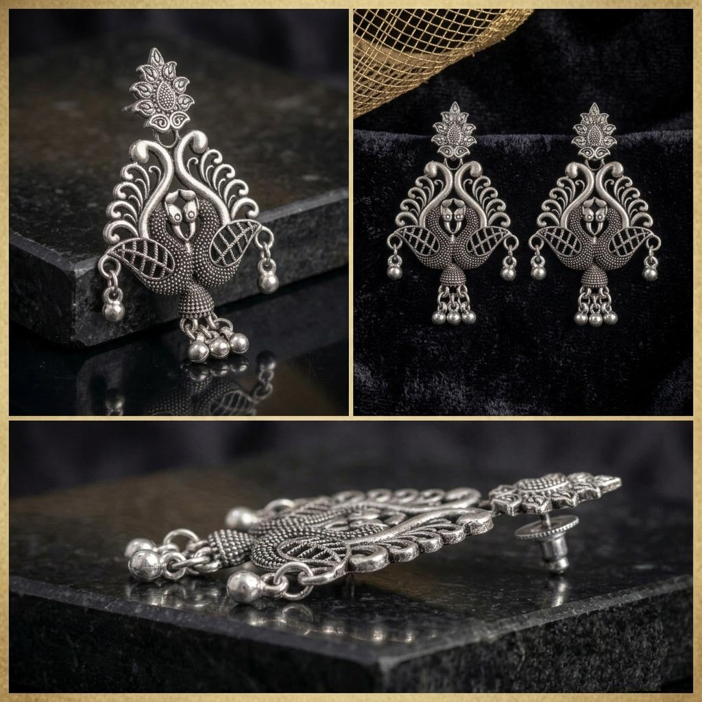 Traditional Peacock Dangle Earrings