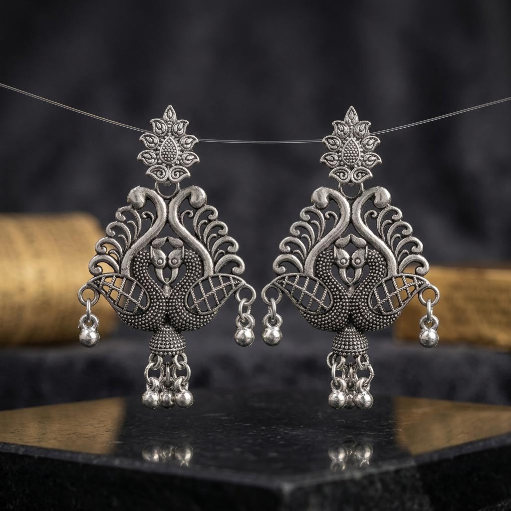 Traditional Peacock Dangle Earrings