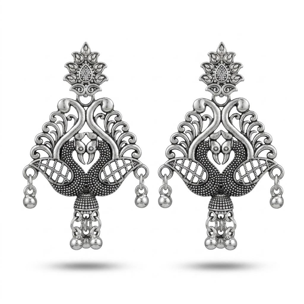 Traditional Peacock Dangle Earrings