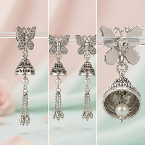 Butterfly Jhumka Earrings with Tassels