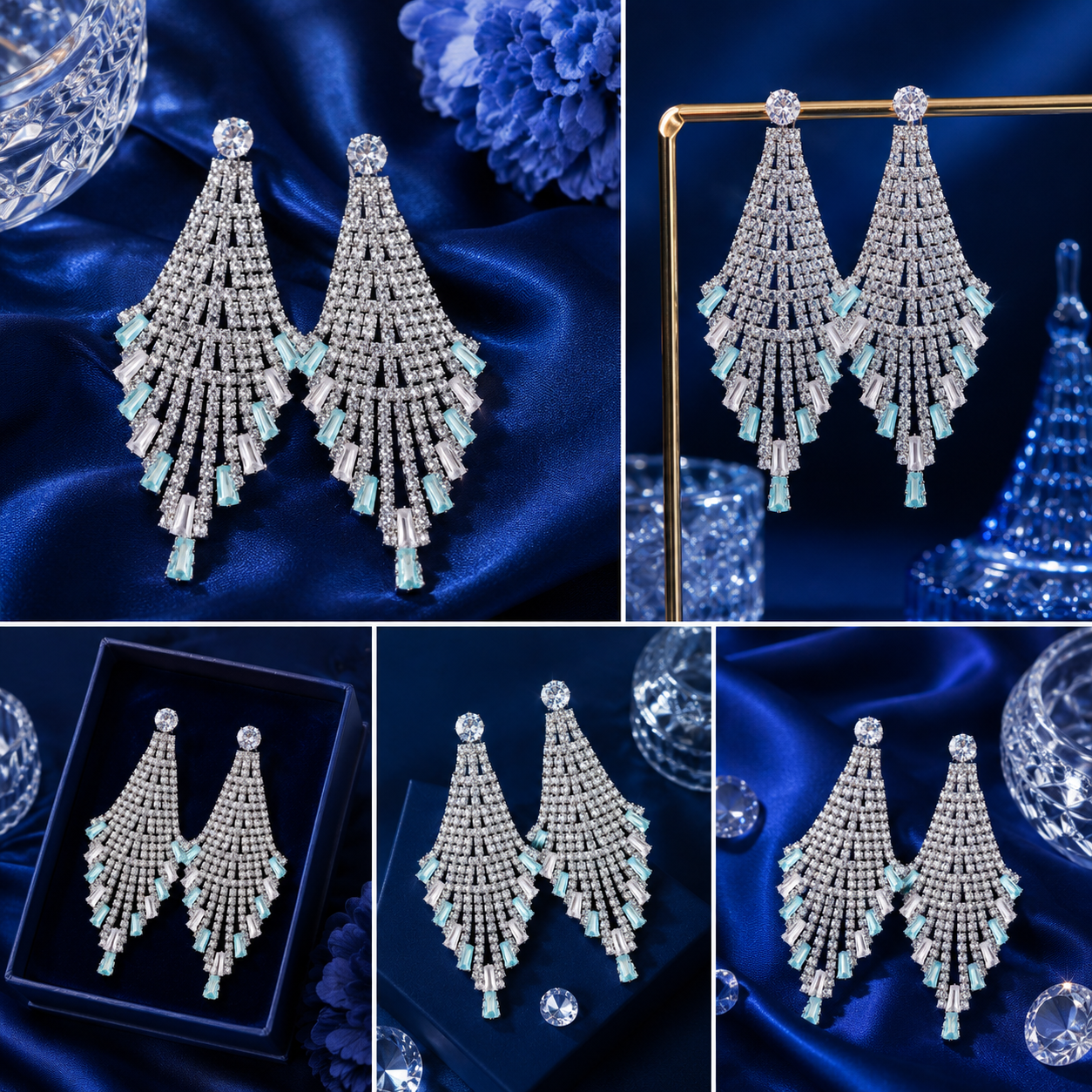 Luxury Cubic Zirconia Waterfall Tassel Drop Earrings