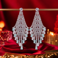 Luxury Cubic Zirconia Waterfall Tassel Drop Earrings