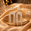 Crystal Tassel Drop Golden Earrings