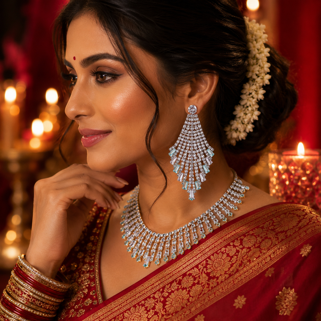 Luxury Cubic Zirconia Waterfall Tassel Drop Earrings
