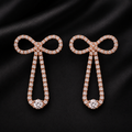 Luxury Rose Gold Diamond Bow Drop Earrings